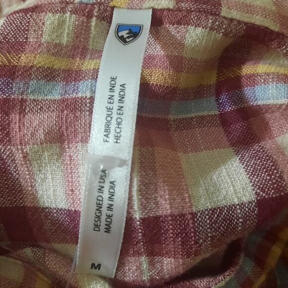 Kuhl Wylde Womens Red Plaid Lightweight Short Sleeve Top Size Medium - Picture 4 of 7